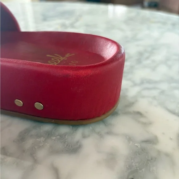 beek Red Leather Slide Sandals - Picture 5 of 6